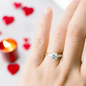 Anillo de oro amarillo de 14K IGI GIA HRD laboratorio creado diamante... - Imagen 1 de 11