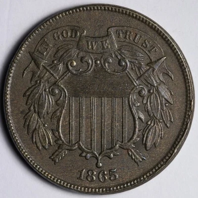 1865 Two Cent Piece AU E191 WINI - Image 1 of 2