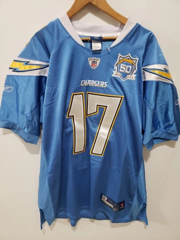 Reebok NFL Chargers Philip Rivers 17 Powder Blue Jersey 50th Anniversary Size 52 Cover