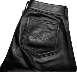 Sax Fetish Womens Size 30 Measured W28 x L31 Punk Goth Black Leather Pants - Picture 1 of 7