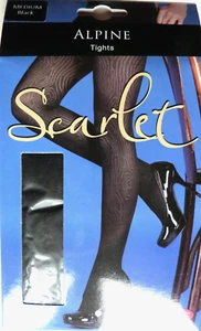 Silky Medium Size Opaque Alpine Patterned Black Tights with Lycra - Picture 1 of 2