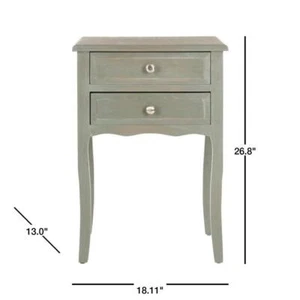 SAFAVIEH Storage End Table 26.8" H X 13" W, Wood Frame Material In Green/Gray - Picture 1 of 5