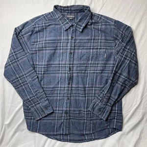 Eddie Bauer Men's Flannel Shirt Button Up Cotton Long Sleeve Blue Plaid Size XL - Picture 1 of 6