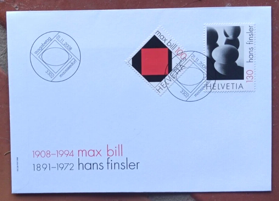 SWITZERLAND ARTISTS MAX BILL & HANS FINSLER SET  FDC 2008 UNADDR - Image 1 of 1
