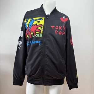 Keith Haring x Members Only Black Windbreaker Bomber Jacket Mens S Tokyo Pop - Picture 1 of 23