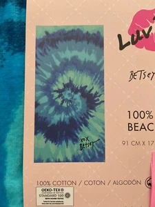 BETSEY JOHNSON BLUE TIE-DYE TOWEL FUN FOR SUMMER BLUE & BLACK NEW X-LARGE - Picture 1 of 6
