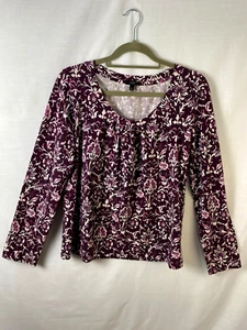 Talbots Paisley Cuello Redondo Reunido Delantero Informal Ropa de Trabajo Manga Larga - Imagen 1 de 9