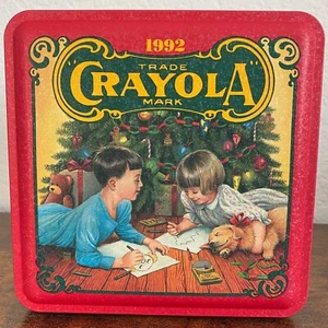 VTG Crayola Crayon Collectible Holiday Tin Christmas Box 1992 Empty Tin Box Only - Picture 1 of 12