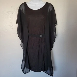 H&M NWT S Black Dress Lined Ruffle Draped Sleeves Belt Lightweight Soft Cocktail - Picture 1 of 8