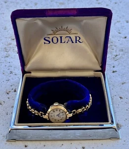 Orologio da donna vintage Solar Liberty oro 10kt riempito con cassa solare originale - Foto 1 di 4