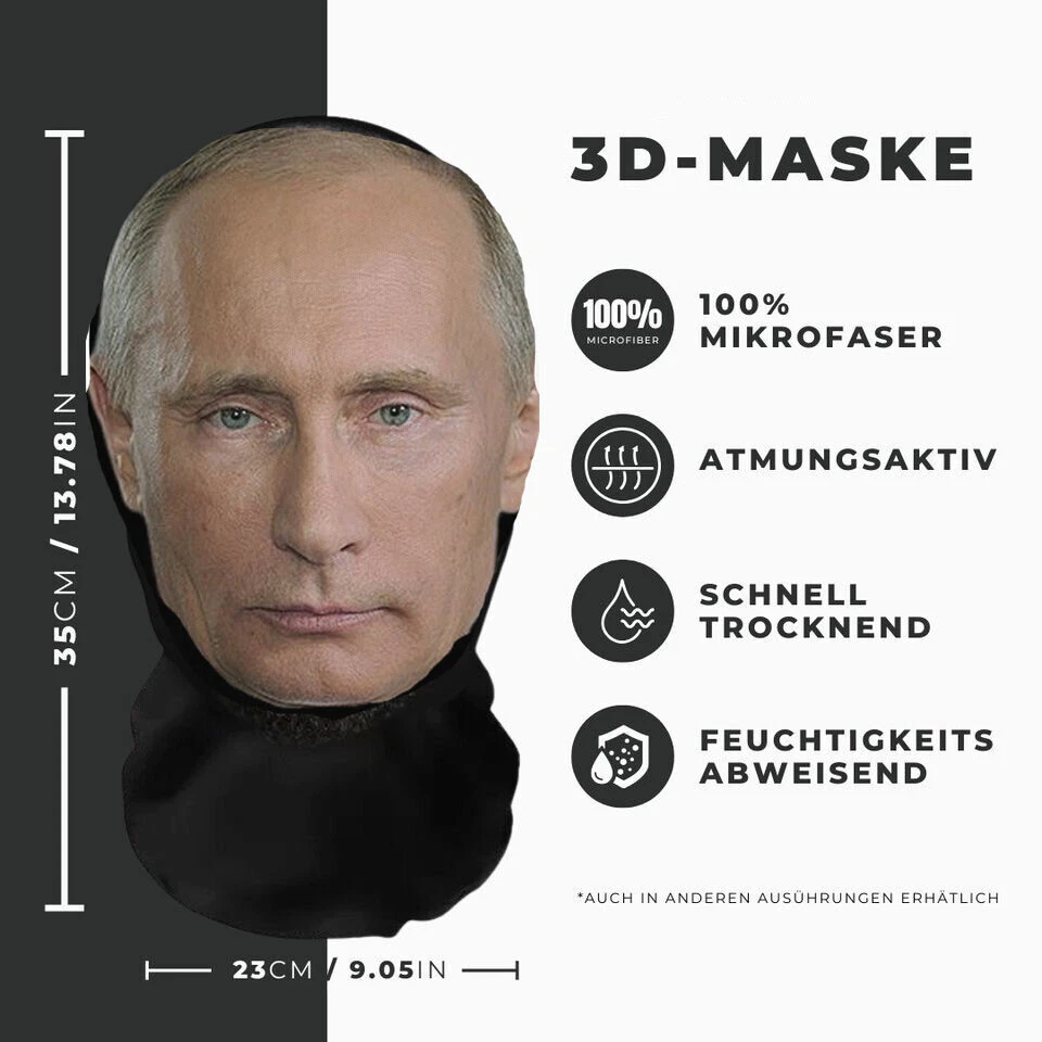 Realistische Putin  3D-Druck Vollgesichtsmaske – Atmungsaktiv, leicht - Bild 1 von 1