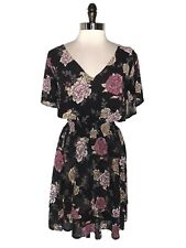 TORRID Plus Size 3 3X Fit and Flare Dress Black Pink Floral Short Sleeve