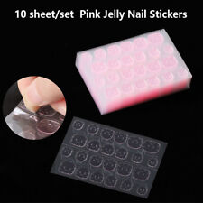 240Pcs Transparent Fake Nails Pink Jelly Double Sided Adhesive Ultra-Thin T#km