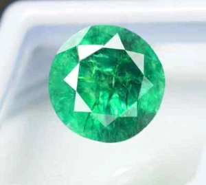 Natürlicher Smaragd 7 kt runde Form grüner Smaragd lose zertifiziert - Bild 1 von 3
