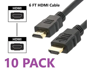 10 PACK High-Speed HDMI to HDMI Cable Male to Male Cord UHD 4K HD - 6 ft (1.8 m) - Picture 1 of 10