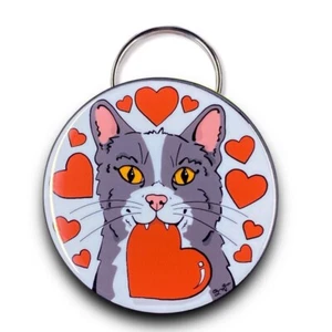Tuxedo Cat Valentines Day Bottle Opener Keychain Handmade Accessories - Picture 1 of 16