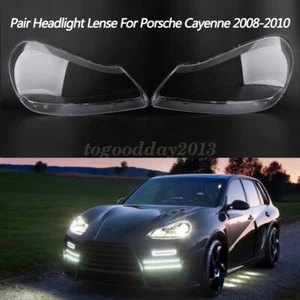 Pair Headlight Lens Cover Transparents Shell For Porsche Cayenne 2008 2009 2010 - Picture 1 of 10