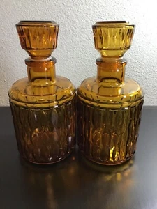 ANTIQUE BROWN GLASS WHISKEY/SCOTCH DECANTER - LOT OF 2 - MADE IN JAPAN - Picture 1 of 3