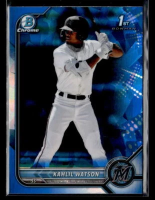 Kahlil Watson - 2022 Bowman Chrome 1st Sapphire Edition #BCP-3 Miami Marlins - Image 1 of 2