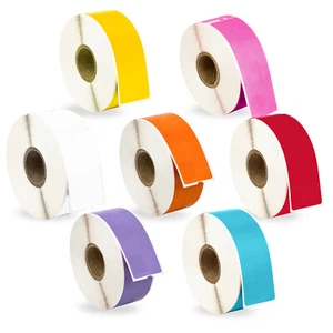 DYMO 30252 - 7 Rolls - 1 ea. YELLOW PINK WHITE ORANGE RED LAVENDER BLUE - Picture 1 of 8