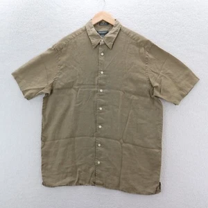 Eddie Bauer Shirt Men L Tall Beige Linen Button Up Preppy Lightweight Breathable - Picture 1 of 8