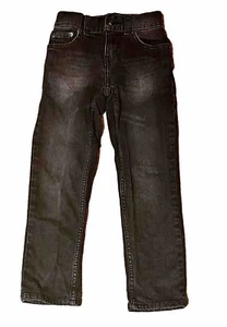 Wonder Nation Boys Black Wash Jeans Relaxed Fit Adjustable Waist Size 6 Slim - Picture 1 of 4