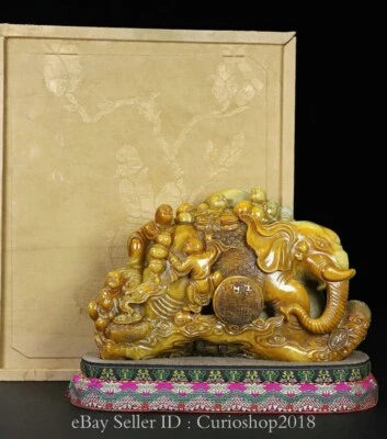 8.4" Old Chinese Tianhuang Shoushan Stone Elephant Animal Seal Stamp Signet - Image 1 of 4