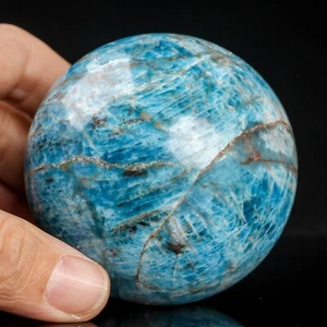 509g68mm Large Blue Apatite Sphere Crystal Ball Natural Quartz Healing Chakra - Picture 1 of 12
