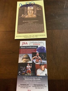 RYNE SANDBERG SIGNED HALL OF FAME PLAQUE Baseball Chicago Cubs JSA 4 - Picture 1 of 2