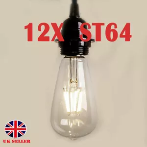 4X 8X E27 4/8/12W ST64 Warm White Vintage Edison LED Filament Bulb Retro Light - Picture 1 of 6