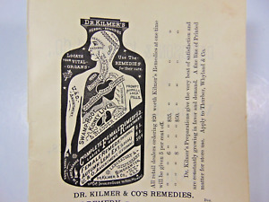 Rare 1800's Vintage DR. KILMER CURE BOTTLE Graphic Ad - WHITE LEAD PAINT #12
