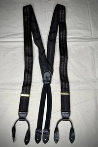Vintage Cole Haan A3300 Made in USA Suspenders Black w Gold Details Adjustable - Picture 1 of 6