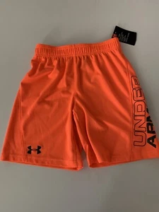 Under Armour boys dri-fit shorts size 4 7 orange active logo - Picture 1 of 2