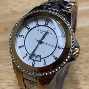 AKRIBOS XXIV Unisex 30m Dual Tone Steel Analog Quartz Watch~Date~New Battery - Picture 1 of 5