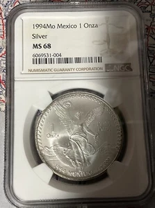 1994 SILVER 1 ONZA NGC MS68 MEXICO LIBERTAD TOUGH DATE - Picture 1 of 4