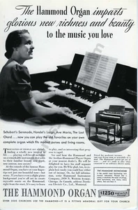 Pianoforte elettrico Hammond Home Organ 1939 vecchia STAMPA RIVISTA ANNUNCIO da collezione! (4073) - Foto 1 di 1