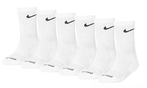 Kids Nike 6-Pack Dri-FIT Crew Socks, WHITE, Sock Size 5-7, Shoe Size 10C-3Y - Picture 1 of 1