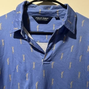 Polo Ralph Lauren Short Sleeve Polo Shirt Men's XL Blue All Over Golf Print - Picture 1 of 5