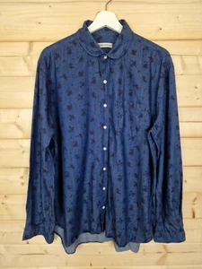 OLIVER SPENCER Mens Blue Rose Floral Shirt Long Sleeve Button Up Size M Medium - Picture 1 of 10