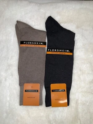 Florsheim algodón modal para hombre 2 pr. Calcetines de vestir marrón/negro talla 6-12 Foto 1 de 3