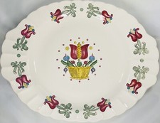 VINTAGE American Limoges Old Dutch Pattern 14" X 11" Oval Serving Platter Plate 