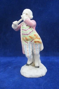 Antiker deutscher Porzellan Hutnadel Halter Figur Mann spielt Flöte - Bild 1 von 11