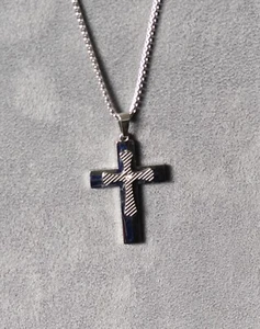 collana catena uomo acciaio con croce - Foto 1 di 2