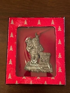 Wallace Silberschmiede Weihnachtsmann im Kamin Weihnachten Feiertag Ornament Taiwan - Bild 1 von 8