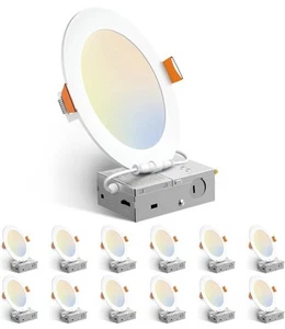 12 Pack 6 Inch 5CCT Slim Panel LED Recessed Ceiling Light with Junction Box NEW - Picture 1 of 10