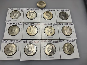 13 coins. (9) 1968 & (4) 1965 CLAD Kennedy Half Dollar 40% Silver 13 coins - Picture 1 of 5