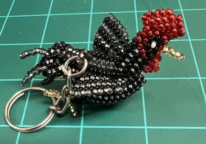 Schlüsselanhänger Hühnerhahn mit Perlen - Bild 1 von 4