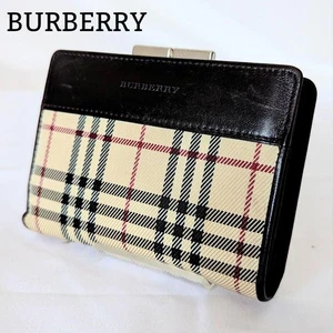 Portafoglio Burberry bifold chiusura telaio check pelle marrone scuro beige borsa compatta - Foto 1 di 24