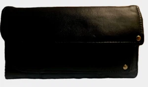 Echt Leder Geldbörse Navy Extra Tasche unter Druckknopfverschluss Top Zustand - Bild 1 von 8