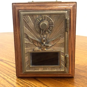 Banco de monedas combo esfera única puerta metálica águila bronce oficina de correos de USPS de colección - Imagen 1 de 7